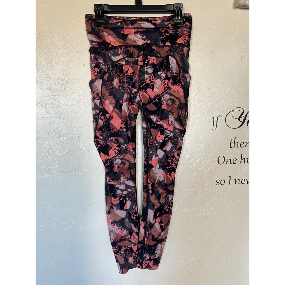 Lululemon Speed Up Tight 25 Coral Black Abstract Print Leggings Womens Size 4 - Picture 4 of 6